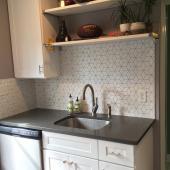 Hexagon ceramic tile backsplash